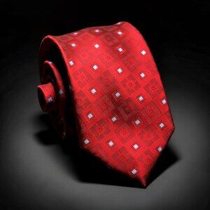 Hart Schaffner Marx Men’s Silk Tie Red Woven Luxury Classic Necktie USA Made